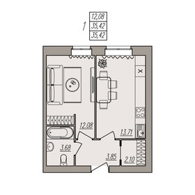 34,8 м², 1-комнатная квартира 4 590 960 ₽ - изображение 26