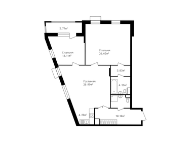 Квартира 95,1 м², 3-комнатная - изображение 1