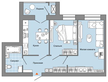 Квартира 61 м², 2-комнатная - изображение 1