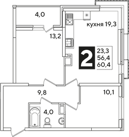 58,7 м², 2-комнатная квартира 6 850 000 ₽ - изображение 64