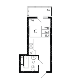 23,1 м², квартира-студия 3 090 780 ₽ - изображение 62