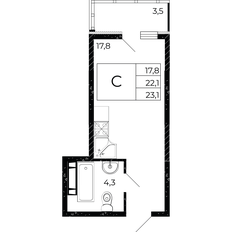 Квартира 23,1 м², студия - изображение 2