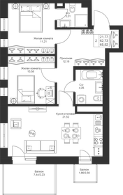 Квартира 65,5 м², 2-комнатная - изображение 1