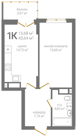 Квартира 43,6 м², 1-комнатная - изображение 1
