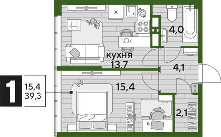 41 м², 1-комнатная квартира 23 000 ₽ в месяц - изображение 31