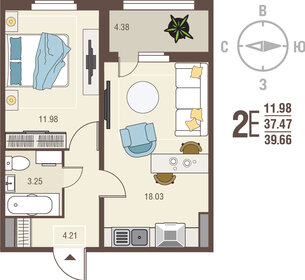 39,7 м², 1-комнатная квартира 3 609 970 ₽ - изображение 68