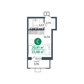 20,9 м², 1-комнатная квартира 3 429 000 ₽ - изображение 20