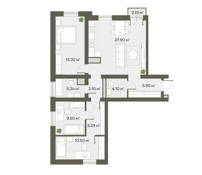 86,5 м², 3-комнатная квартира 23 849 750 ₽ - изображение 1