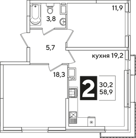 59,1 м², 2-комнатная квартира 7 168 830 ₽ - изображение 21