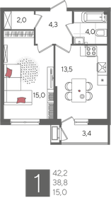 41,6 м², 1-комнатная квартира 10 196 160 ₽ - изображение 82