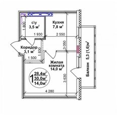 Квартира 30 м², 1-комнатная - изображение 2