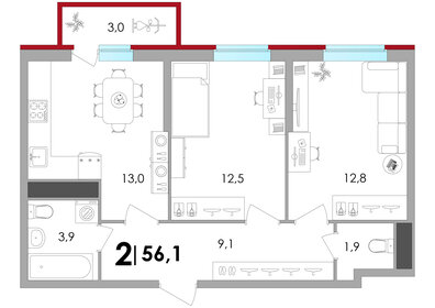 102,8 м², 4-комнатная квартира 7 490 000 ₽ - изображение 136