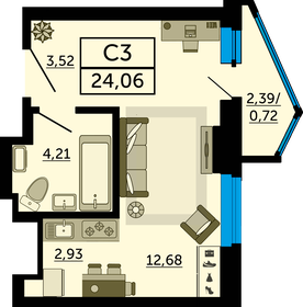 34 м², квартира-студия 3 000 000 ₽ - изображение 63