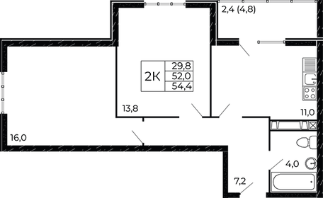 55 м², 2-комнатная квартира 4 000 000 ₽ - изображение 67