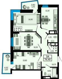 76 м², 3-комнатная квартира 8 600 000 ₽ - изображение 60