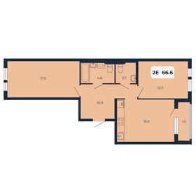 Квартира 66,6 м², 2-комнатная - изображение 1