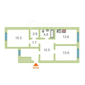 Квартира 65,7 м², 2-комнатная - изображение 1