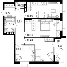 75 м², 3-комнатная квартира 22 000 000 ₽ - изображение 93