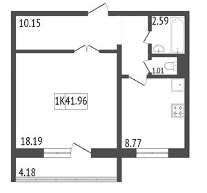 Квартира 41 м², 1-комнатная - изображение 2