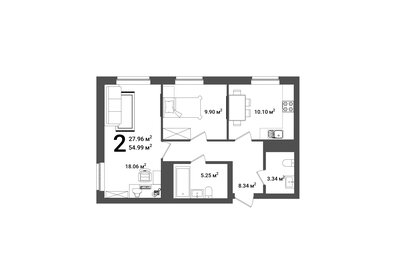 Квартира 55 м², 2-комнатная - изображение 1