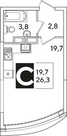 Квартира 26,3 м², студия - изображение 2