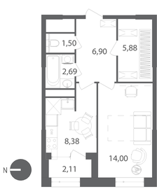 40 м², 1-комнатные апартаменты 5 450 000 ₽ - изображение 11