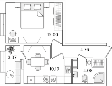 Квартира 35,6 м², 1-комнатная - изображение 1