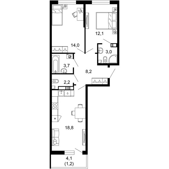 68 м², 2-комнатная квартира 20 200 000 ₽ - изображение 98