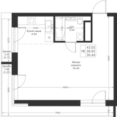 Квартира 42 м², студия - изображение 2