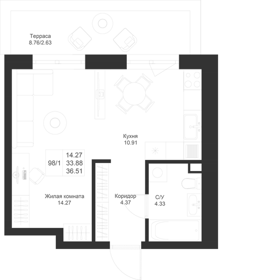 31 м², квартира-студия 5 799 000 ₽ - изображение 105