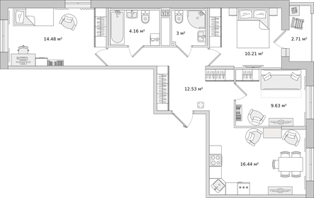 Квартира 73,2 м², 3-комнатная - изображение 1