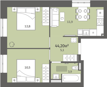 43 м², 2-комнатная квартира 2 150 000 ₽ - изображение 38