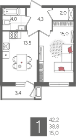 41,6 м², 1-комнатная квартира 10 196 160 ₽ - изображение 70