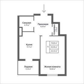 Квартира 42,3 м², 1-комнатная - изображение 1