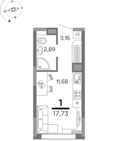 17,7 м², 1-комнатная квартира 2 478 697 ₽ - изображение 73