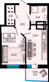 Квартира 38,1 м², 1-комнатная - изображение 1