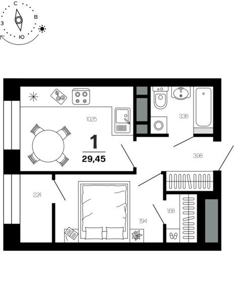 29,5 м², 1-комнатная квартира 3 755 560 ₽ - изображение 1