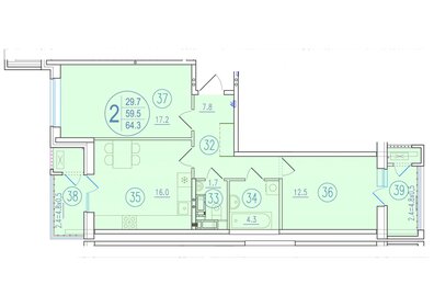 64,4 м², 2-комнатная квартира 10 432 800 ₽ - изображение 52