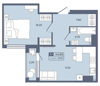 55 м², 1-комнатная квартира 7 100 000 ₽ - изображение 62