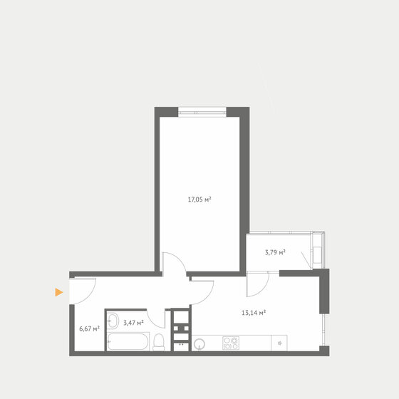 45,4 м², 1-комнатная квартира 7 350 000 ₽ - изображение 1