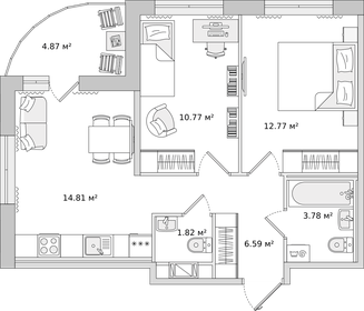 48,7 м², 2-комнатная квартира 10 000 000 ₽ - изображение 149