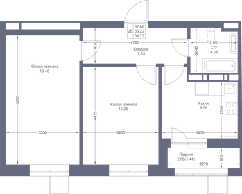 57,7 м², 2-комнатная квартира 11 647 320 ₽ - изображение 38