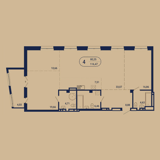 116,5 м², 4-комнатная квартира 39 150 284 ₽ - изображение 1