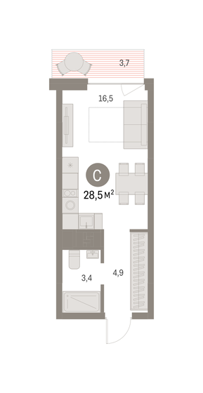 28,5 м², квартира-студия 6 160 000 ₽ - изображение 19