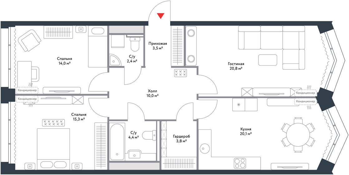 94,3 м², 3-комнатная квартира 47 011 660 ₽ - изображение 1