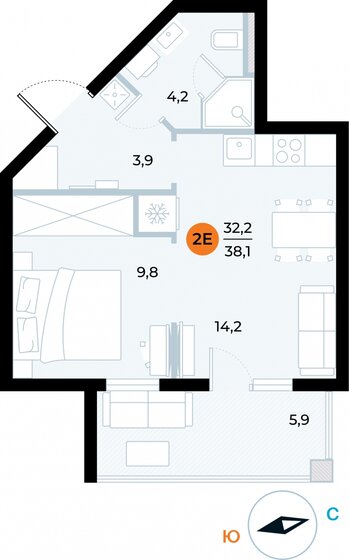 38,1 м², 1-комнатные апартаменты 12 126 242 ₽ - изображение 10