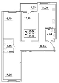 Квартира 96,1 м², 3-комнатная - изображение 1