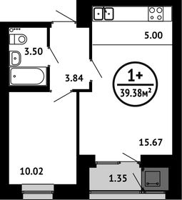39,4 м², 1-комнатная квартира 5 667 840 ₽ - изображение 27