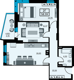 58,3 м², 2-комнатная квартира 7 641 230 ₽ - изображение 6
