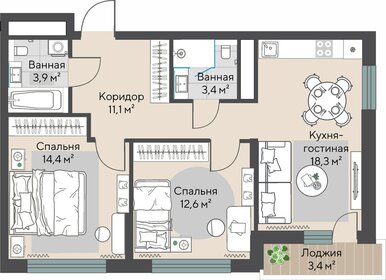 65,8 м², 2-комнатная квартира 8 400 000 ₽ - изображение 74